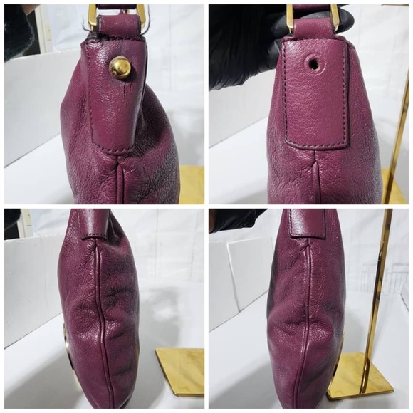Authentic GUCCI Plum Leather GG Logo Blondie Hobo Bag Burgundy - Picture 8 of 14